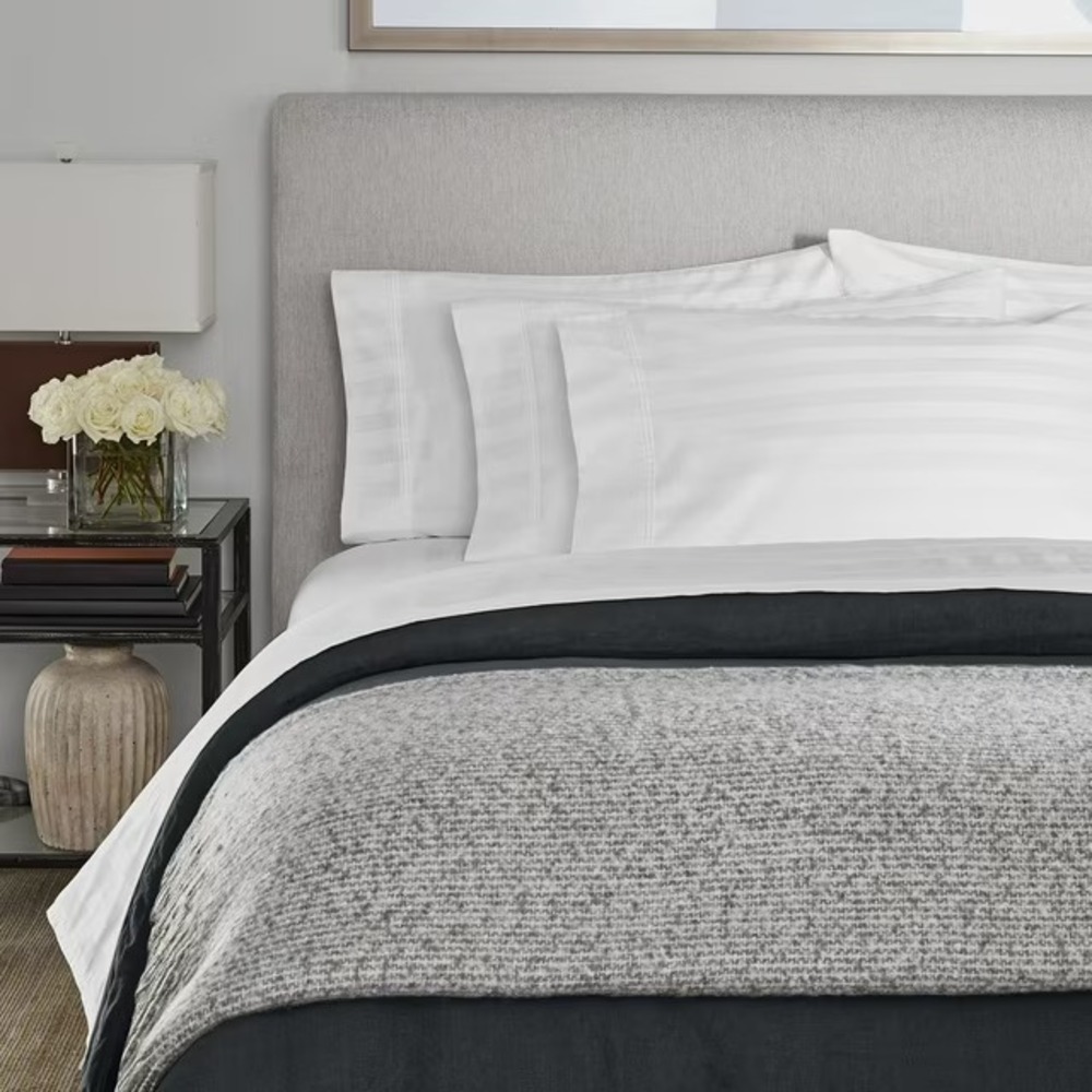 Member's Mark 700 Thread Egyptian Cotton Stripe Sheet Set TWIN XL Arctic White